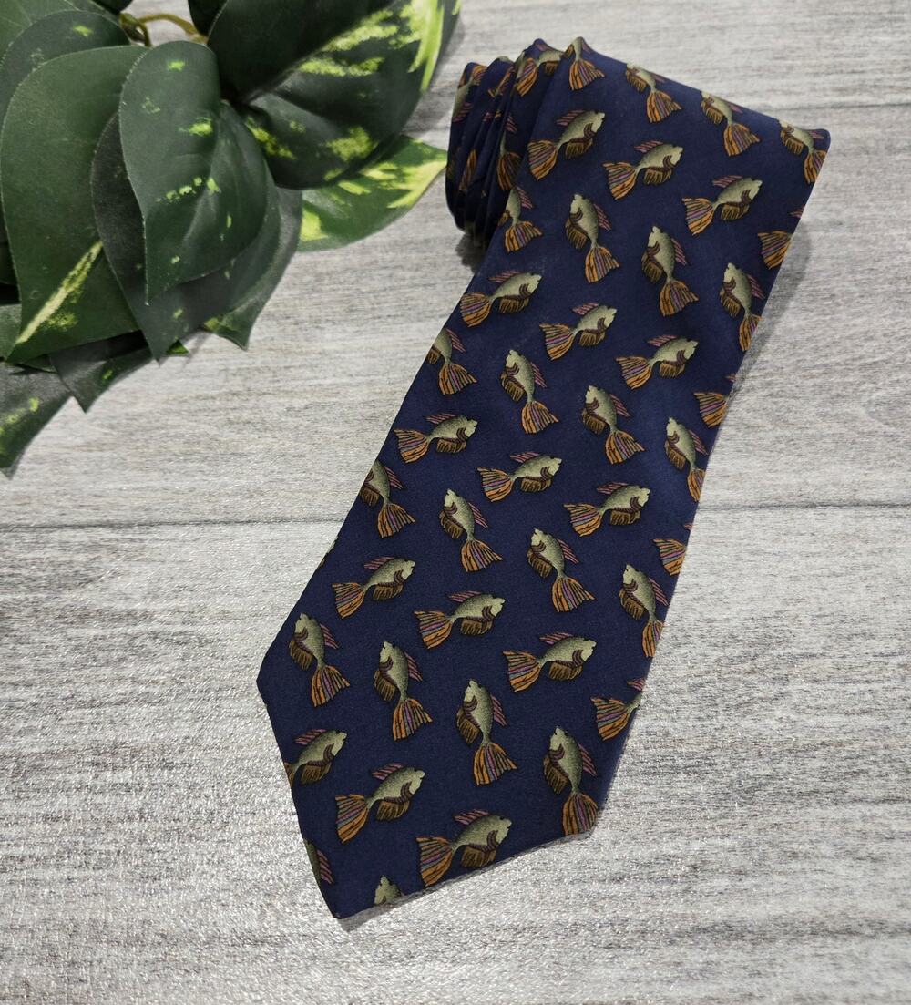 J. Garcia Fish Print Men's Silk Necktie